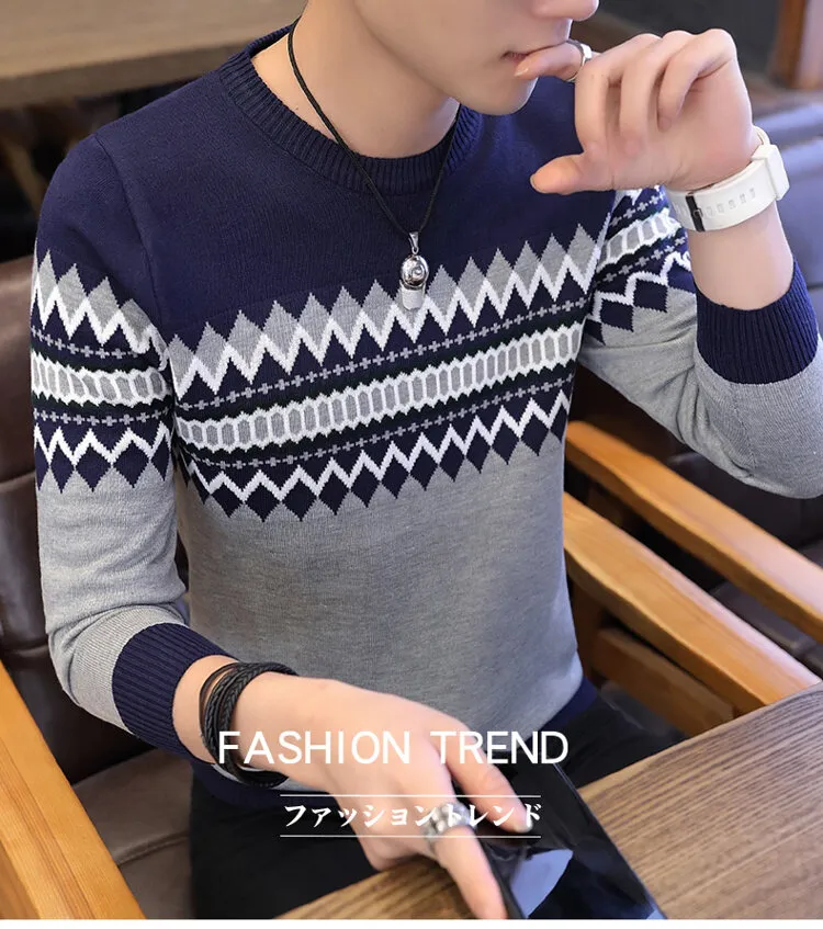 Lilgiuy Men's Fashion Autumn And Winter Round Neck Pullover Long