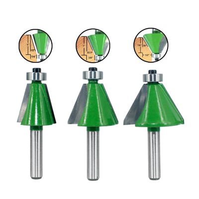 LANG TONG TOOL 3Pcs 8mm Shank Chamfer Router Bits 15 22.5 เครื่องตัดมิลลิ่ง 30 องศาสําหรับไม้ Woodorking Bit Machine เครื่องมือ LT072