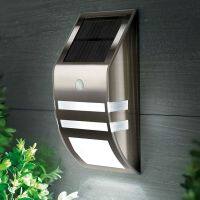 LED Stainless Steel Solar Light Waterproof PIR Motion Sensor For Garden Yard Lighting Outdoor Wall Lamp Black Silver