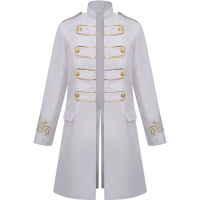 Gold-Rimmed Pirate Knight Coat Vintage ปักชุดผู้ชาย Stand Collar เครื่องแต่งกาย Steampunk Gothic Victorian Jacket Tailcoat