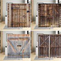 Retro Nostalgic Wooden Door Shower Curtain Old Wood Grain Doors Art Design Pattern Background Bathroom Decor Machine washable