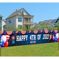 Freedom Happy 4th of July Banner Backdrop Independence Day Sign Banner American Patriotic Party Decor Memorial Day Part Supplies Banners Streamers Con