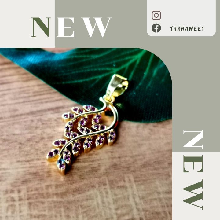 inspire-jewelry-จี้รูปใบไม้ฝังพลอยทับทิม-งานจิวเวลลี่-สวยงาม-ปราณีต