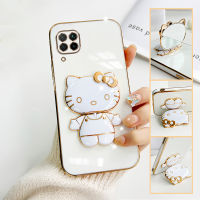 เคส Huawei Nova 7i case Kitty ขาตั้งแบบพับได้แฟชั่นสีทึบหรูหราชุบโครเมียมนุ่ม TPU เคสโทรศัพท์สแควร์คลุมทั้งหมดเคสป้องกั