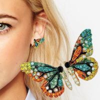 Delysia King Colorful Crystal Butterfly Ear Stud Women Trendy Dream Elegant Temperament Earings Studs