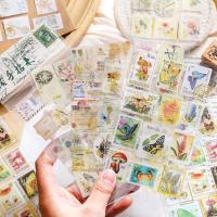 2 Pcs Post Stamp Stickers Vintage Postage Stamps Adhesive Paper Sticker Decor Envelope Bag Seal For Album Scrapbook DIY Craft Stickers Labels