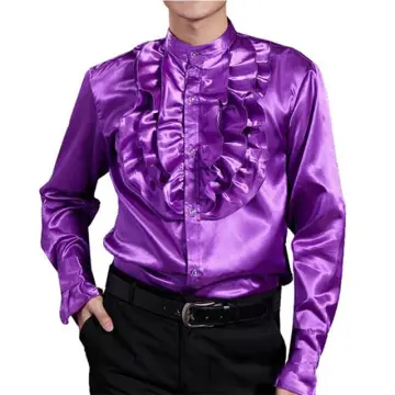 Men Gothic Shirt Top Victorian Medieval Ruffle Pirate Puff Sleeve