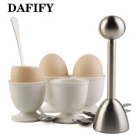 DAFIFY ไข่ ท็อปเปอร์ คัตเตอร์ ชุด พร้อมเซรามิก ถ้วยไข่ และ ช้อนสแตนเลส ชุดอาหาร