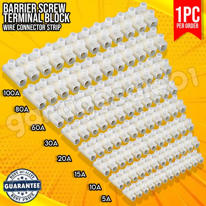 ⚡Barrier Screw Terminal Block Wire Connector Strip 5A 10A 15A 20A 30A ...