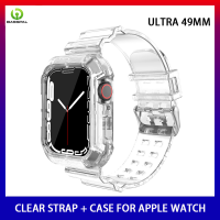 BassPal สายซิลิโคนใส49มม. + ชุดเคสสำหรับ Apple Watch Ultra2 8 7 6 5 4 3 2 1สาย40มม. 44มม. สำหรับ I Watch 7 8 9อัลตร้า41มม. 45มม. 49สายกันน้ำ38มม. 42มม.