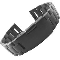 [COD] five-bead stainless steel solid watch strap universal interface edge press folding clasp 20mm black chain 22mm