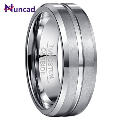[MM75] NUNCAD 8มิลลิเมตรทังสเตนคาร์ไบด์แหวนเอียงร่องเหล็ก F Rosted พื้นผิวแต่งงานวงผู้ชาย39; S แหวนทังสเตนเหล็กแหวน C Omfort Fit