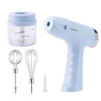 Electric Milk Frother Garlic Chopper Masher Whisk Egg Beater Mixer Kitchen Handheld Automatic Frother Foamer Blue