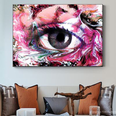 Feathery Eye - Twilight Eye - City - Fancy Pink - Blue Night Eye ภาพวาดผ้าใบ Art พิมพ์โปสเตอร์สำหรับตกแต่งผนังห้องนั่งเล่น