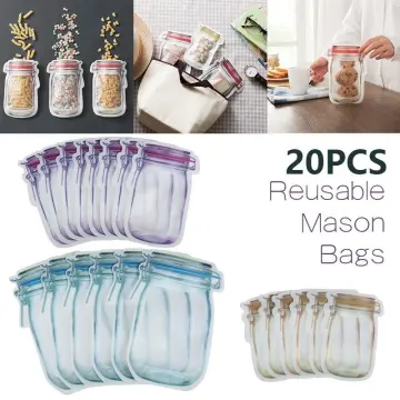 10pcs Reusable Mason Jar PE Lock Pouches Food Storage Zipper Bags