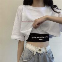 Genuine Uniqlo High-end Hot girl short vest T-shirt for women to wear summer ins trendy brand design high waist navel-baring short-sleeved suspender top suit