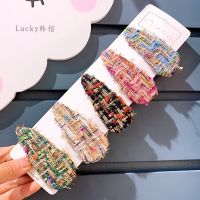 Childrens Hair Clips Korea Small Fragrance Color Matching Bb Clip Water Drop Clip Cloth Hairpin