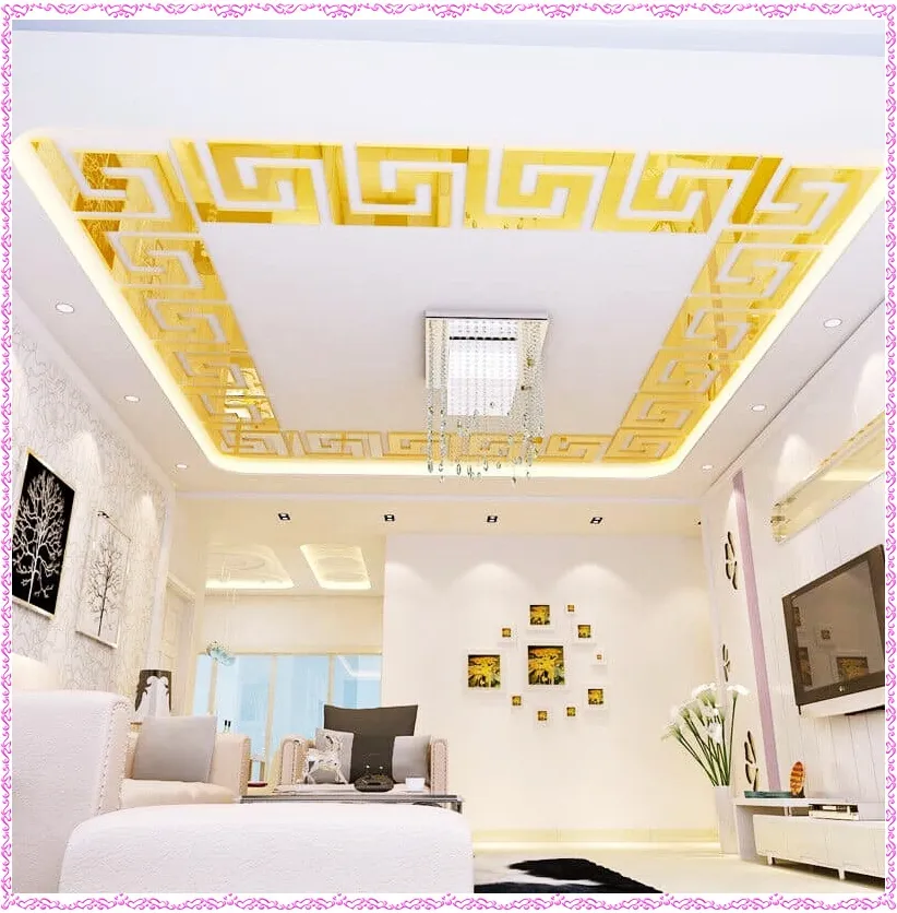 10pcs Modern 3D Waist Line Acrylic Mirror Wall Sticker Ceiling Living Room  Decor