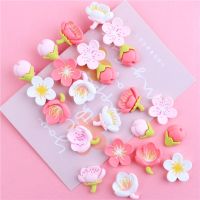 10pcs Cherry Peach Blossom Bud Cream Glue DIY Homemade Resin Flatback Scrapbooking Hair Clip Brooch Phone Case Accessories