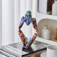 【 YUYANG Lighting 】 Creative Living Room Decor Resin Sculpture and Figure Art Graffiti Think Statue Home Decoration Desk Painted Ornament Craft Gift