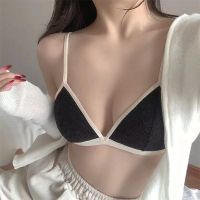 【hot】 Womens Thin French Bralette Triangular Cup Bras Push Up Brasieres