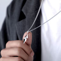 3D Thunder Lighting Pendant Necklace for Men Women Stainless Steel Neck Chains Geometric Rhombic Charm Hip Hop Sweater Necklace2023