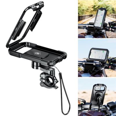 Waterproof Motorcycle Phone Holder Moto Bike Handlebar Mirror Mount for 4.7-6.8 Inch Cellphone Cycling Stand with Touch Screen