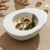 [COD] Stone egg-shaped insulation bowl white special-shaped irregular artistic conception molecular cuisine high-end restaurant soup cold vegetable