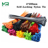 100/Lot 4*200 มม. กว้าง 3.3 มม. สีสันโรงงานมาตรฐาน Self-locking พลาสติกไนล่อนผูกสาย, ลวด Zip Tie 4x200-Shumue