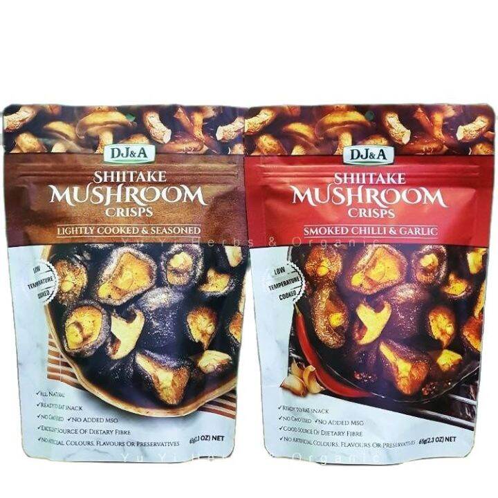 DJ&A Shiitake Mushroom Crisps Original / Smoked Chili Garlic 65g Lazada