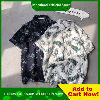 MARUHOOL เสื้อแขนสั้นเสื้อเก๋ไก๋ผู้ชายและผู้หญิงสไตล์เกาหลี,เสื้อเชิ้ตลายดอกฉบับภาษาเกาหลีเสื้ออินเทรนด์และโบราณ