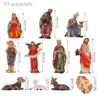 ✷♨▼ Pieces Nativity Scene Figurine Set Crib Baby Holy Statues Religious Figures Manger Church Resin