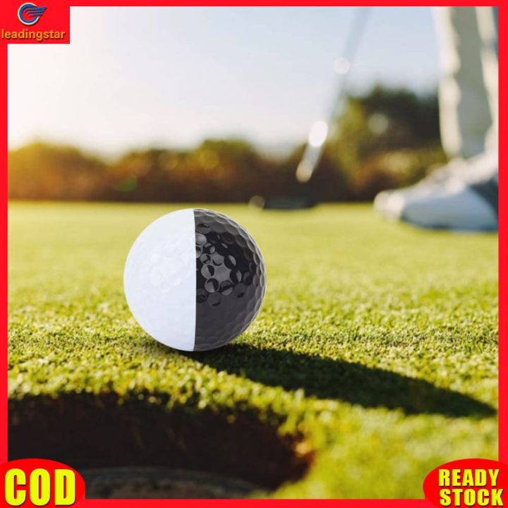 leadingstar-rc-authentic-golf-ball-two-colors-black-white-putter-aiming-line-double-layer-golf-practice-ball-training-accessory