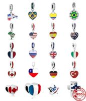 New 925 Sterling Silver American Canadian Brazilian classVarious Flag Charm beads fit original bracelet DIY jewelry for women