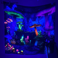 【cw】Psychedelic Fluorescent Tapestry Mushroom Wall Hanging Tapestry Room Decor Aesthetic Wall Tapestry Luminous Hippie Tapestries ！