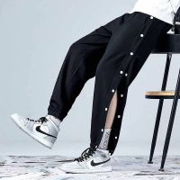 Jogger Pants Men-Men s spring and autumn basketball training trousers with full open buckle side buckle loose casual sports pants