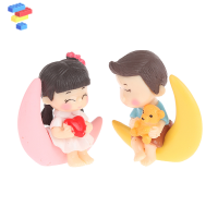 Dcapoknk 1คู่ดวงจันทร์คู่โรแมนติก figurines DIY เครื่องประดับบอนไซตกแต่งบ้านตกแต่งโต๊ะ