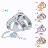 【FCL】✥✿ Dog Harness Checkered Chest Walking Lead Leash Set Small French Bulldog Accessories Chihuahua Pug