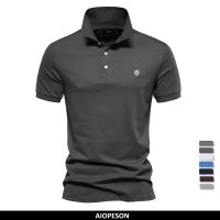 AIOPESON 100 Cotton Embroidery Mens Polo Shirts Solid Color Short Sleeve Polo Shirts for Men New Summer Brand Social Polos Men