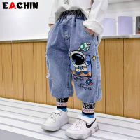 EACHIN Baby Boys Jeans Spring Autumn Kids Long Denim Pants 2023 New Cartoon Print Casual Jeans 1-10 Years Teen Children Clothes