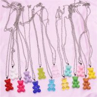 New Cute Candy Color Resin Gummy Bear Pendant Necklaces for Women&amp;Girl Daily Hip Hop Jewelry Party Gifts Femme Bijoux Fashion Chain Necklaces