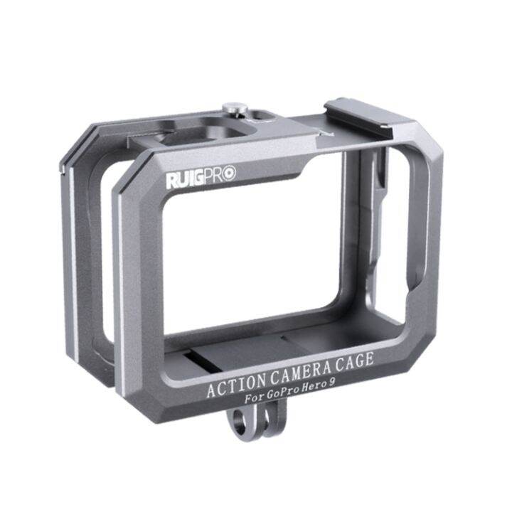 plz-ruigpro-สำหรับ-gopro-hero10-black-hero9-black-metal-frame-frame-mount-protective-พร้อมฐานรองเท้าเย็นคู่ฐาน