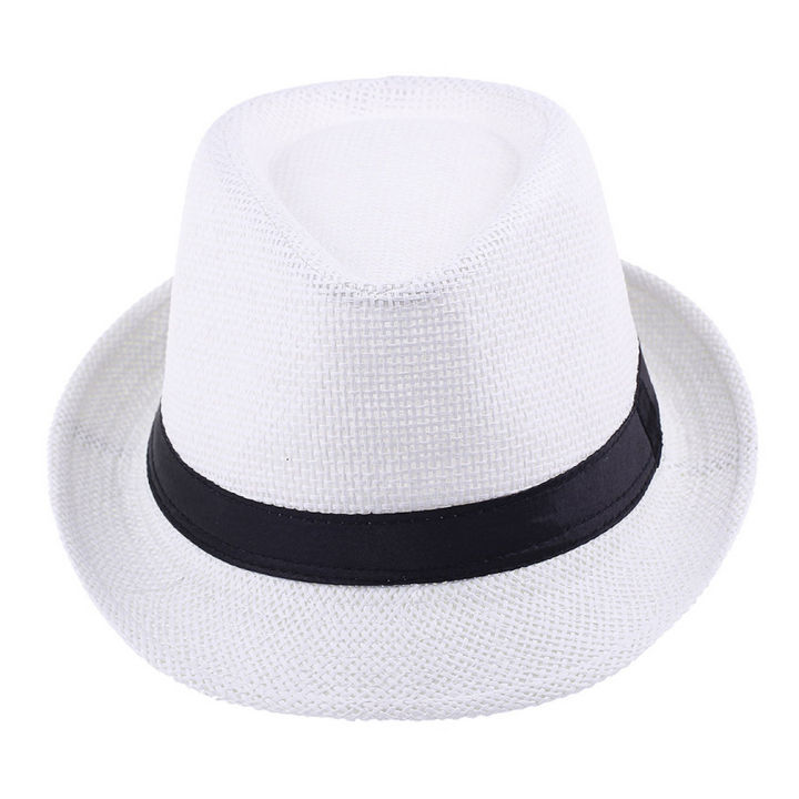 cod-หมวกกันแดดฤดูร้อนหมวกทรงสูงหมวกกันแดดสำหรับผู้ชายและผู้หญิง-หมวกฟางกลางแจ้งหมวกแจ๊สหมวกอังกฤษโค้ง-christmas-gift