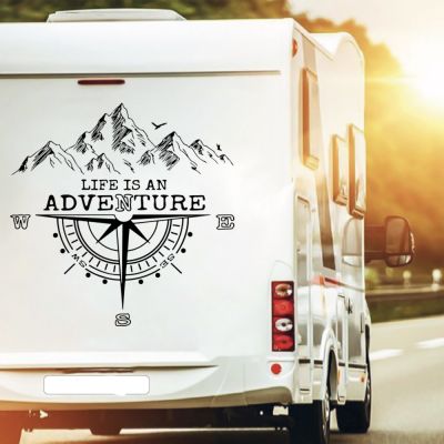 【CC】 Is An Adventure Compass Car Sticker Mountain Explore Camping Rv Truck Offroad Decal Vinyl