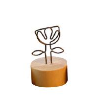 Card Clip Round Wood Base Metal Photo Holder Wedding Table Number Memo Name Card Picture Picks Clip Flower Clips Pins Tacks