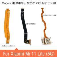 เหมาะสำหรับหน้าจอชาร์จพอร์ต Xiaomi Mi 11 Lite 5G USB ช่องเสียบสายเคเบิลงอได้สำหรับเมนบอร์ด Mi11 Lite และสายซิมช่องเสียบบัตร