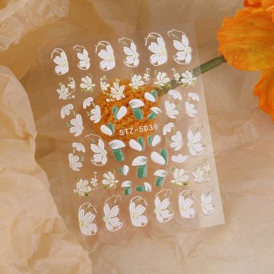 [COD] Ins style nail art stickers Xiaohongshu hot flower camellia tulip three-dimensional relief 5D adhesive