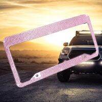 Pink Blingbling Rhinestone Black White Blue Standard License Plate Frames 2 Screw Holes Custom for Women