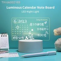 ♤☜ Led Night Light Acrylic Transparent Luminous Calendar Note Board Erasable Message Household Memo Prompt Desktop Small Table Lamp