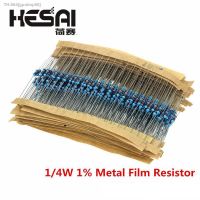 ☊❏ﺴ 100PCS/Set 1/4W Resistance 1 Metal Film Resistor Pack Assorted Kit 1K 2K 4.7K 10K 100K 220K 220ohm 330ohm 680ohm 1M Resistors